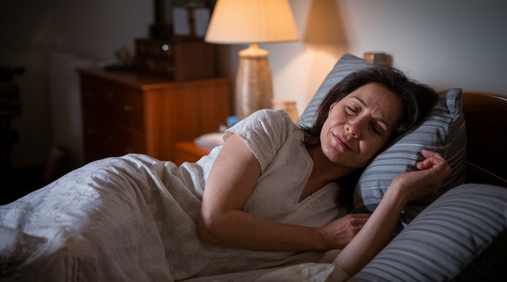 Mulher descansando tranquilamente, ilustrando como o sono é afetado pela diabetes